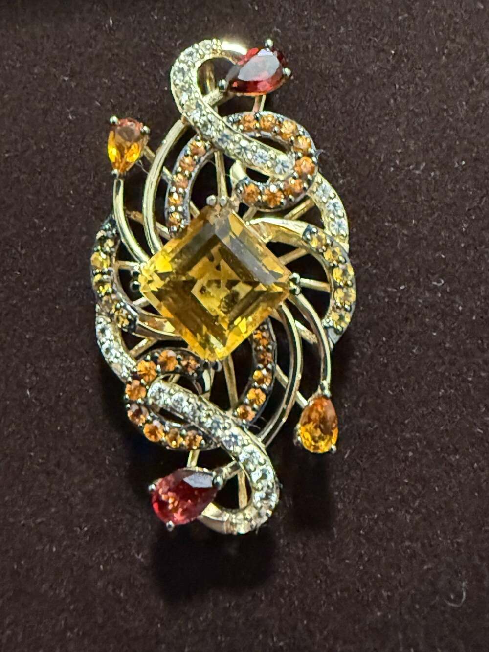 LE VIAN 14k Gold Crazy Collection Princess Cut Multi Stone Pendant Retail $4,999
